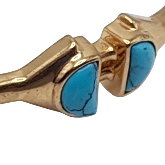 Stella & Dot Turquoise Gold Tone Cuff Bracelet - Picture 7 of 9